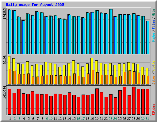Daily usage for August 2025