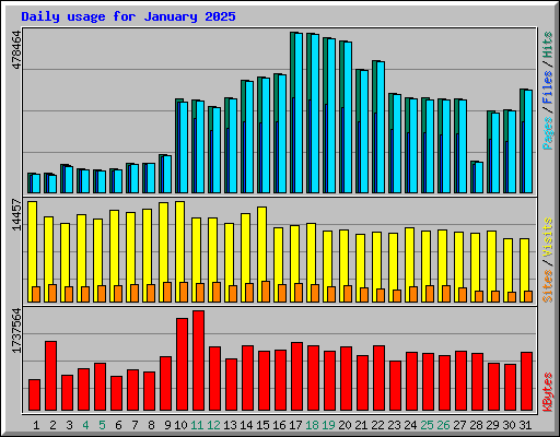 Daily usage for January 2025